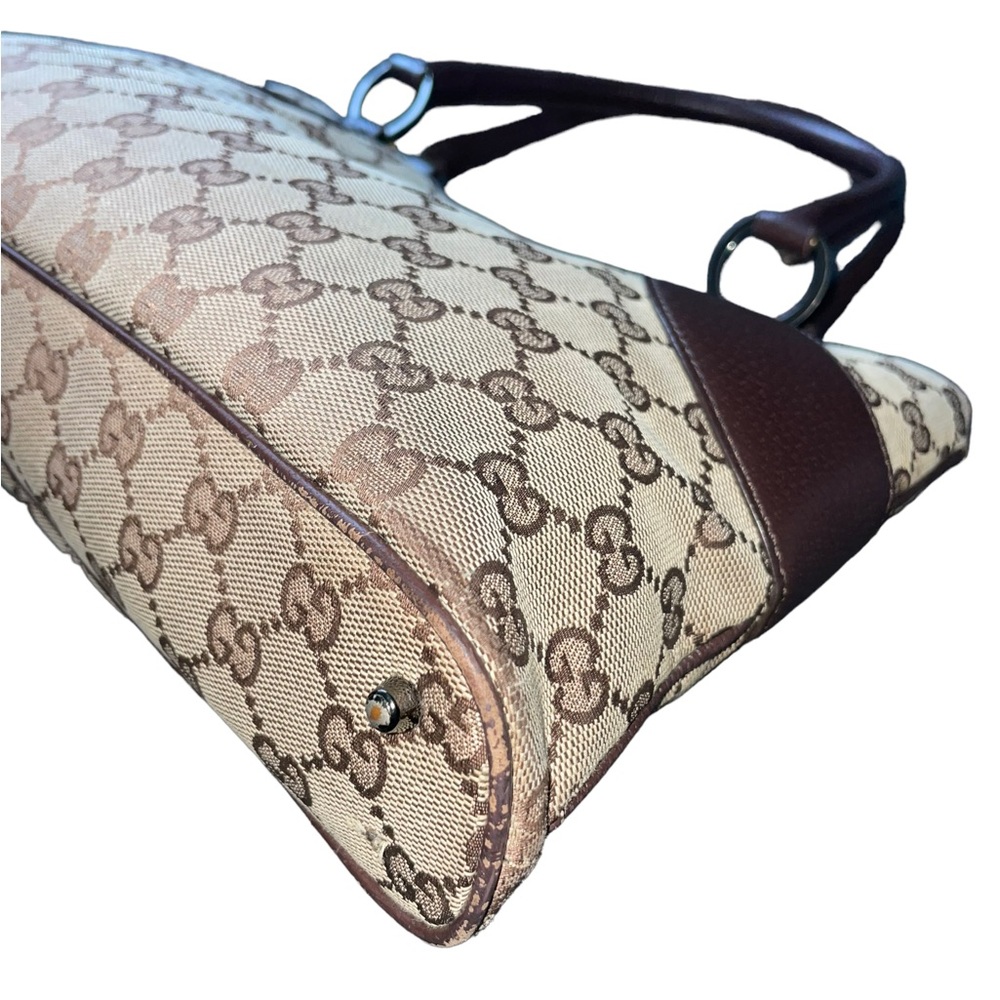 Authentic Gucci Vintage GG Monogram Brown Logo Shoulder Bag Tote EUC! - Picture 9 of 16